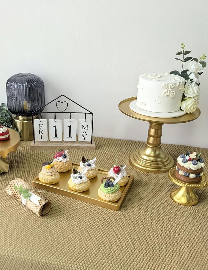 3 Pcs Gold Cake Stand Set Round Plastic Cupcake Stand Holder Dessert Table Display Set, Dessert Serving Platter for Tea Party, Birthday, Wedding, Baby Shower