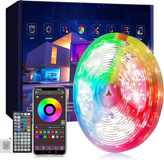 Ledagic Led Lights for Bedroom 65.6ft, Color Changing App & Remote Control Led Strip Lights, Dimmable RGB Music Sync Lights for Bedroom with Timer, Ideal for Party, Home Decoration, Gaming,1 Roll