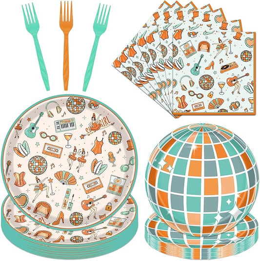 Showgirl Themed Party Decorations - 96PCS Life of Birthday Girl Party Plates Napkins and Forks Disposable Dinnerware Set, Showgirl Themed Bday Decor Supplies Serves 24