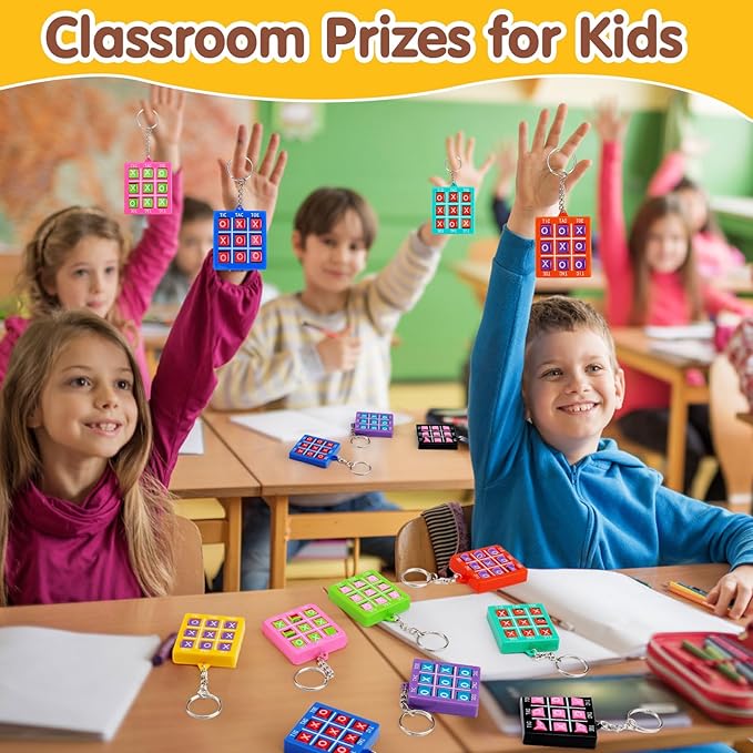 16PCS Tic Tac Toe Game Birthday Party Favors Goodie Bags Stuffers for Kids 3-5 4-8 8-12 Summer End of Year Student Gifts from Teacher Classroom Treasure Carnival Prize Box Return Gift Pinata Keychain