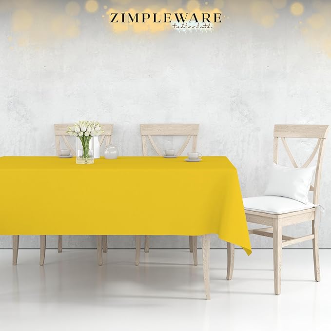 ZIMPLEWARE Premium Yellow Plastic Table Cloth Disposable (12 Pk) Plastic Tablecloths for Rectangle Tables (54in x 108in) Party Table Cloths Disposable for 6ft to 8ft Rectangle Tables