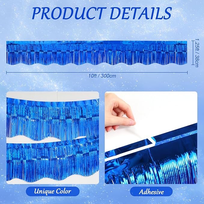 LOLStar 6 Pack Sapphire Blue Tinsel Foil Fringe Garland Birthday Party Decorations, 59Ft Tinsel Streamers Shiny Hanging Tinsel Fringe Banners for Graduation, 4th of July, Parade Float Party Decor
