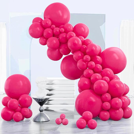 PartyWoo Hot Pink Balloons 140 pcs Different Sizes of 18 12 10 5 Inch Magenta Fuchsia Balloon Arch Kit Garland for Baby Shower Wedding Bridal Shower Anniversary Birthday Party Decorations Pink-Y12