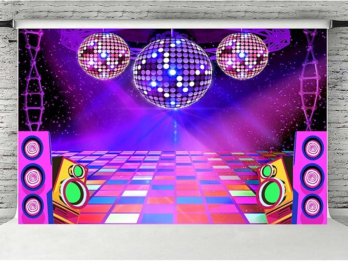 Dance Party Backdrop Retro 80s 90s Theme Stage Dance Ball Music Birthday Party Decoration DJ Photography Background 5X3 ft for Baby Shower Picture Photo Shoot Polyester Fabric, Green