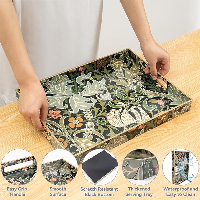 AGIOTA Coffee Table Trays, Serving Tray with Handles, Large Tray for Ottoman Coffee Table, Tray for Living Room Modern