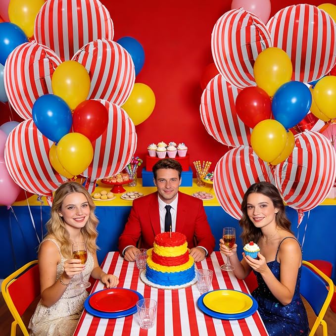 TONIFUL 30Pcs 18 Inch Round Balloons Large Red White Round Shape Foil Balloons Big Red White Round Helium Mylar Balloons for Birthday Wedding Baby Shower Anniversary Engagement Party Decor Supplies