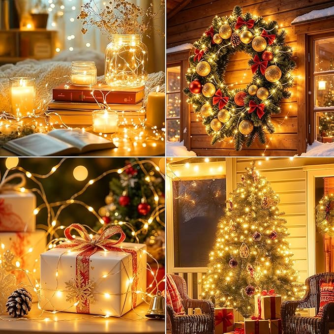8Pack Fairy Lights Battery Operated, 7ft 20 LED 3 Modes Speed Twinkle Mini String Lights Waterproof Silver Wire Firefly Starry Lights for Mason Jars Wedding Party Christmas Decorations