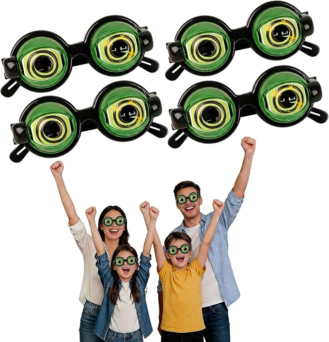 4PCS Moving Eyeball Sunglasses – Funny Wiggly Eye Glasses for Adults, Parties, Halloween & Photo Booth Props