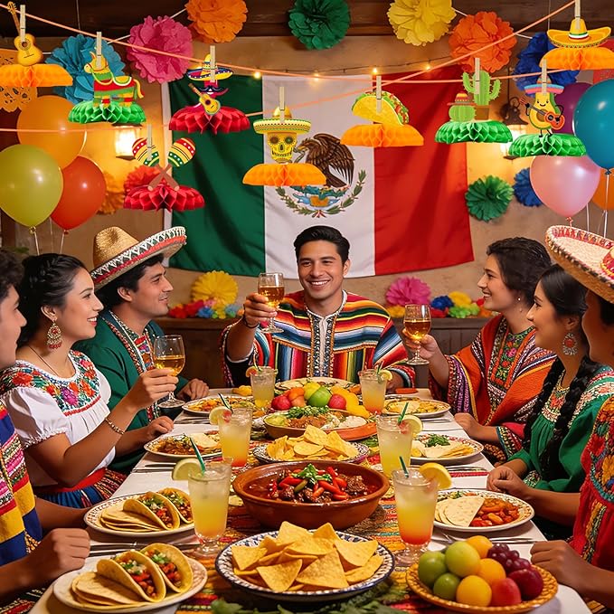 Cinco de Mayo Decorations 9 Pcs Fiesta Table Centerpieces, Mexican Party Decorations Table Toppers Set, Fiesta Party Supplies for Taco Bar Birthday Celebrations, Mexican Fiesta Party Decor