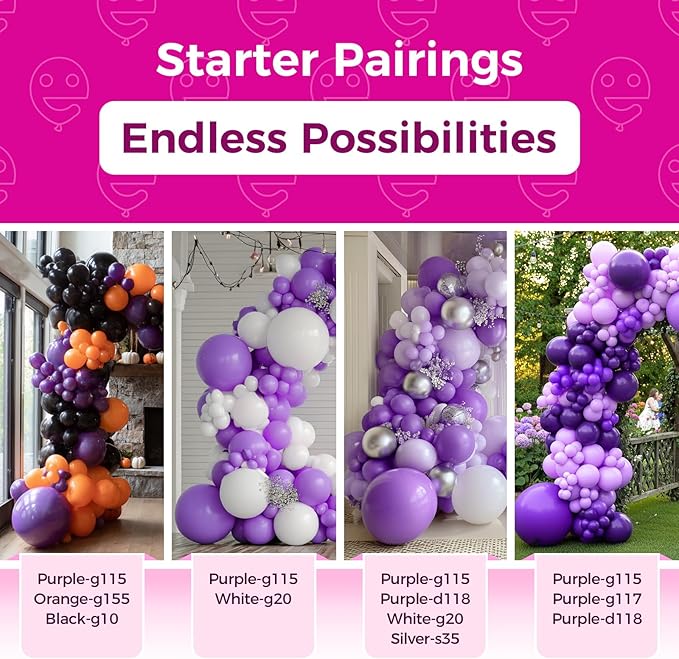 Bezente Purple Balloons Latex Party Balloons - 100 Pack 12 inch Round Helium Purple Balloons for Wedding Graduation Halloween Birthday Party Decorations