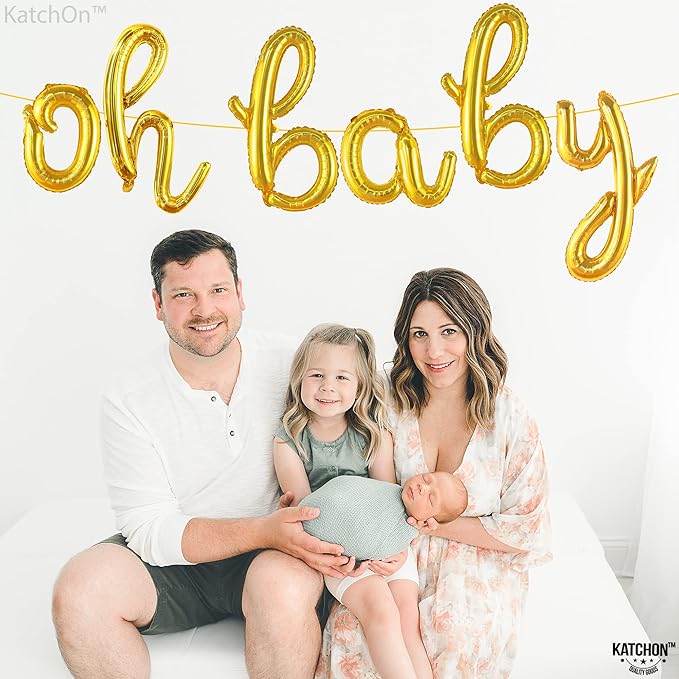 KatchOn Gold Oh Baby Balloon Sign - 16inch, Perfect for Baby Showers & Gender Reveals