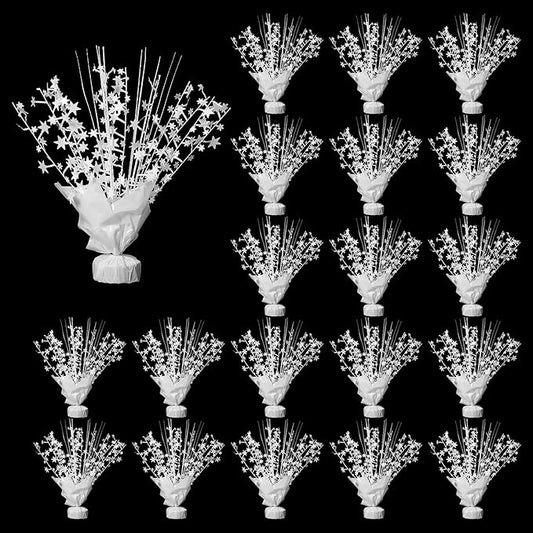 20 Pack White Star Table Decorations Metallic Foil Spray Centerpiece Burst Table Centerpieces for Birthday Party Decoration Graduation Wedding Baby Shower Party Supply (White)
