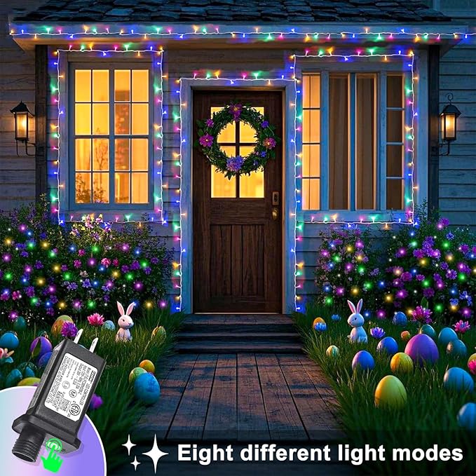 Christmas Lights Outdoor Waterproof 100ft 300 LED String Lights Indoor 8 Modes Clear Wire, Plug in Colorful Twinkle Fairy Light for Bedroom Wedding Party Decorations