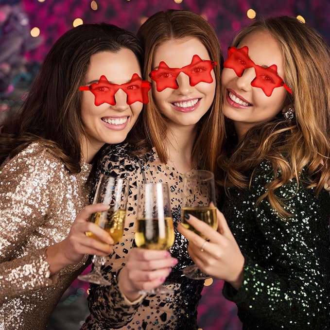 REHALY 8/12 Pairs Star Shaped Sunglasses Rimless Candy Star Sunglasses Pentagram Glasses for Women Men Party Streetwear