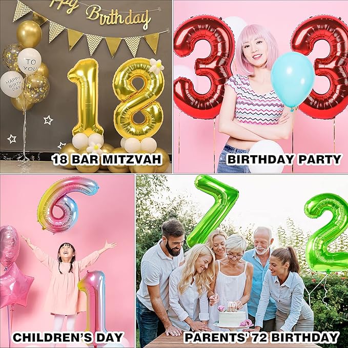 40 inch Number Balloon 0-9 Red Large Number 9 Balloons,Digital Balloons for Birthday Party Celebration Decorations Supplies, Helium Foil Number Balloons for Wedding Anniversary