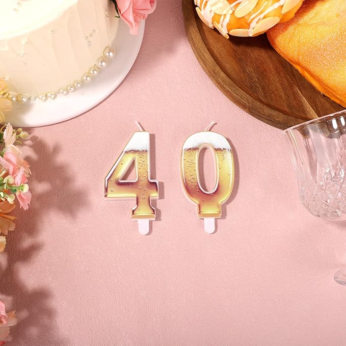 40th Birthday Cake Candles, Beer Themed Cake Numbers Decorations Funny Party Topper Supplies for Men Beer Lover Birthday Celebration Gifts (40)