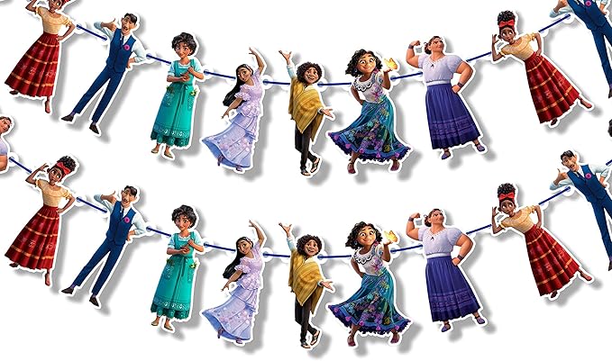 Encato Garland Decoration – Magical Family Theme Birthday Party Supplies – Colorful Cartoon Garland for Celebrations – Perfect for Girls & Boys Birthdays, School Events, and Family Gatherings