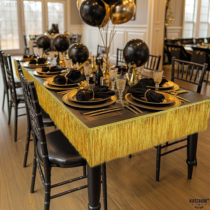 KatchOn, Pack of 2 Gold Fringe Garland - Gold Tinsel Banner for Birthday Party Decorations, Bridal Shower | Golden Foil Curtains for Golden Party Decor, Wedding, Graduation Decorations 2026