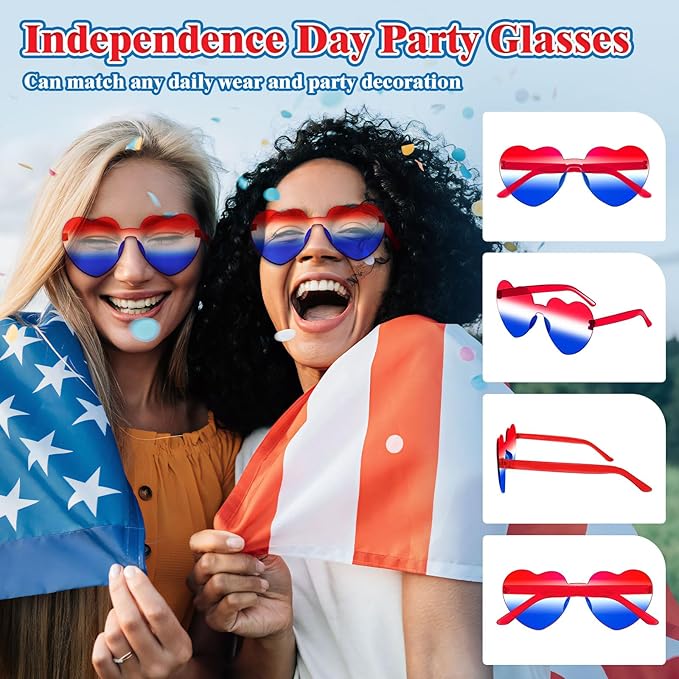14/42 Pack Heart Sunglasses for Women, Fun Cute Rimless Transparent Candy Color Heart Glasses Party Favors