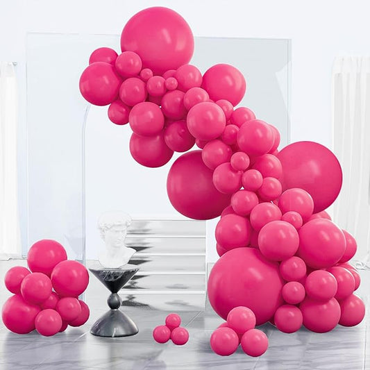 PartyWoo Hot Pink Balloons 152 pcs Different Sizes of 18 12 10 5 Inch Magenta Fuchsia Balloon Arch Kit Garland for Baby Shower Wedding Bridal Shower Anniversary Birthday Party Decorations Pink-Y12