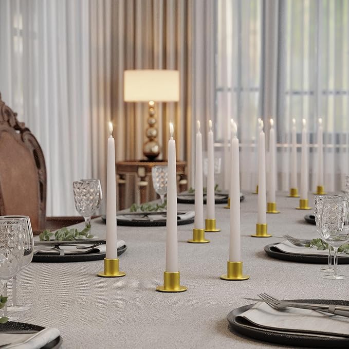 6 PCS Gold Candle Holders - Elegant Taper Candle Holders, Classic Gold Candlestick Holders for Table Centerpiece, Festive Christmas Mantel Display or Sophisticated Home Decor