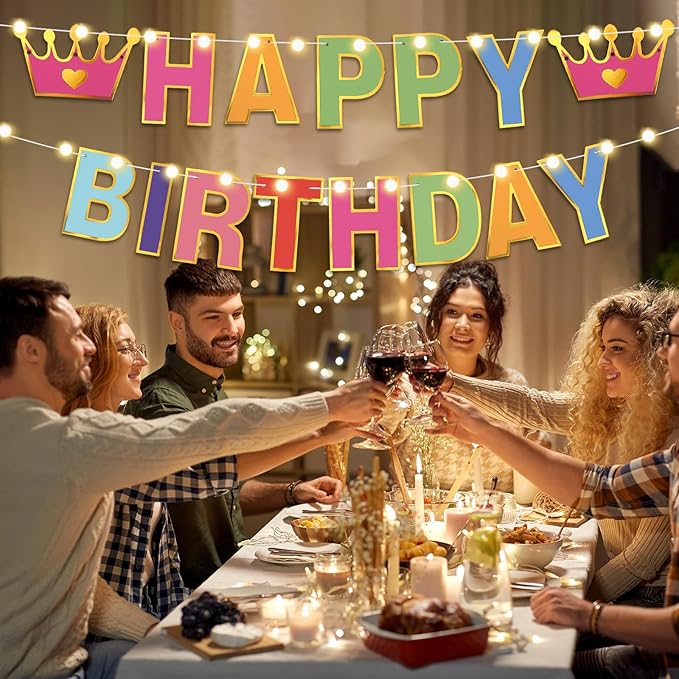 TaoBary 143 Pcs DIY Letter Banner Customizable Happy Birthday Supplies Make Your Own Banner Include Letters, Numbers Symbol Rope Needles for Baby Shower Wedding Bachelor Party Decorations(Multicolor)