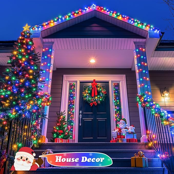 JMEXSUSS 500 LED Christmas String Lights Outdoor, 173ft 8 Modes Multicolor Christmas Lights Plug in, Waterproof Green Wire LED Christmas Tree Lights for Indoor Tree Xmas Decor