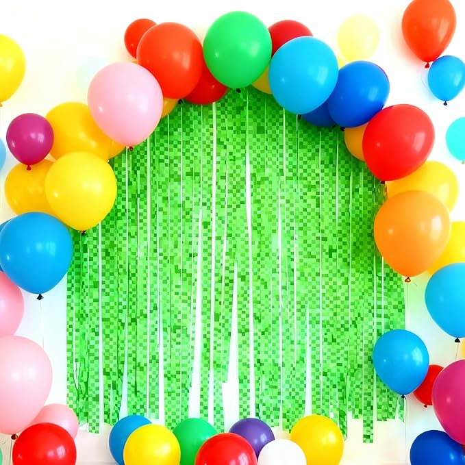 Green Crepe Paper Streamers Party Decorations 12 Rolls 984ft Green Pixel Miner Crepe Paper Streamers for Mining Gaming Theme Party Baby Shower Graduation Wedding DIY Backdrop 1.8 Inch x 82 Ft/Roll