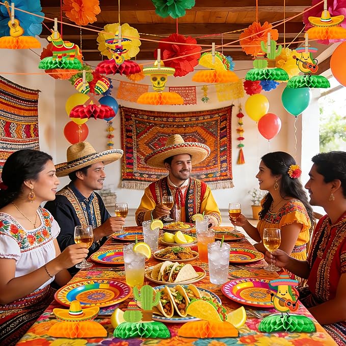 Cinco de Mayo Decorations 9 Pcs Fiesta Table Centerpieces, Mexican Party Decorations Table Toppers Set, Fiesta Party Supplies for Taco Bar Birthday Celebrations, Mexican Fiesta Party Decor