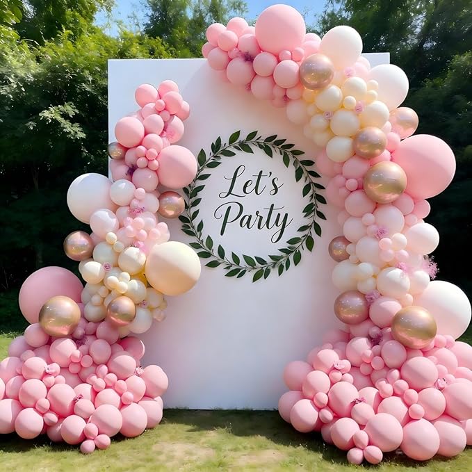 Valentines Day Decorations Pink Balloon Garland Arch Kit 162Pcs Rose Gold Pink Balloon Arch Kit for Girls Birthday Wedding Princess Theme Bridal Shower Galentines Day Decor