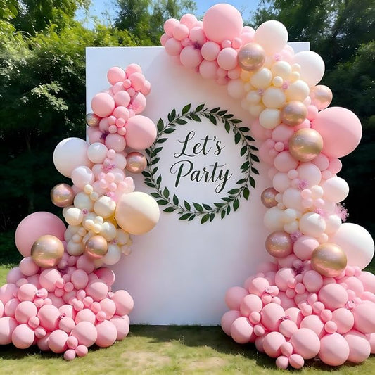 Valentines Day Decorations Pink Balloon Garland Arch Kit 162Pcs Rose Gold Pink Balloon Arch Kit for Girls Birthday Wedding Princess Theme Bridal Shower Galentines Day Decor