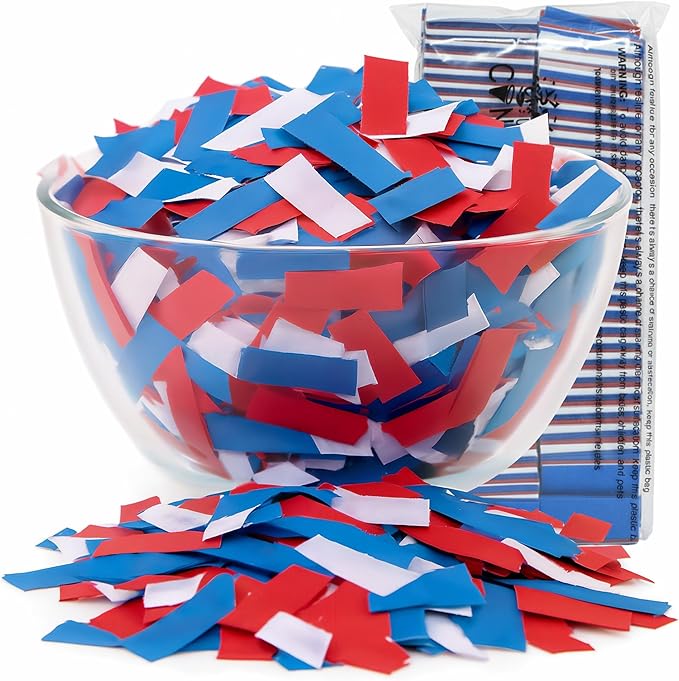 Ultimate Confetti, Biodegradable Confetti Red, White & Blue - Rectangular Fluttering Tissue Paper Confetti for Cannon and Launcher use – Wedding Confeti, Parties and Live Events - 1 lb, 16 oz