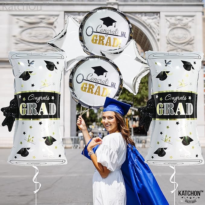 KatchOn, Huge Congrats Grad Balloon - Pack of 6, 28 Inch | Graduation Mylar Balloons, Kindergarten Graduation Party Decorations 2026 | Graduation Balloons Class of 2026, Graduation Photo Backdrop