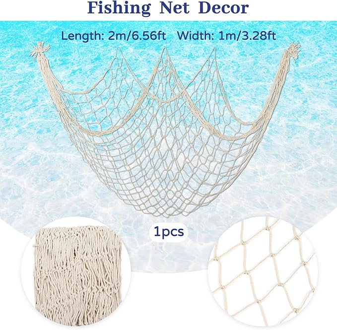 ZERODECO Mermaid Birthday Party Decorations, Iridescent Mermaid Garland, Happy Birthday Banner and Fishnet for Pirate Party, Nautical Decor, Under The Sea Party Decorations