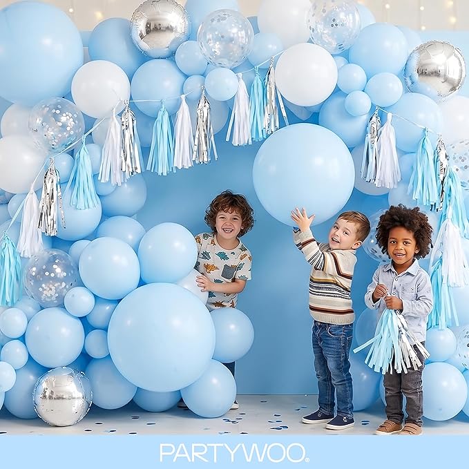 PartyWoo Baby Blue Balloons 99pcs Different Sizes of 36 18 12 10 5 Inch Light Pastel Sky Aqua Blue Balloon Arch Kit Garland for Graduation Baby Shower Gender Reveal Easter Party Decorations Blue-Q13