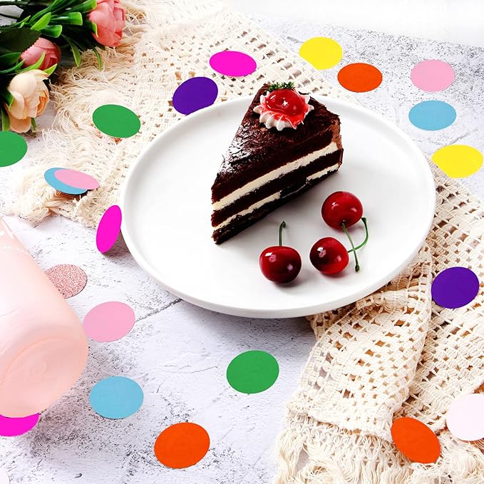 300pcs Rainbow Paper Dots Birthday Party Decorations Table Confetti Biodegradable Baby Shower Colorful Hawaiian Party Supplies Decor Packaging Circle Dots Lasting Surprise