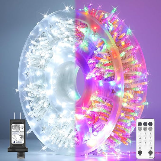 600 LED Christmas Fairy String Lights, Outdoor 246FT Waterproof Twinkle Lights, Color Changing String Lights, 11 Lighting Modes, Timing, Christmas Decoration-Multicolor to Cold White…