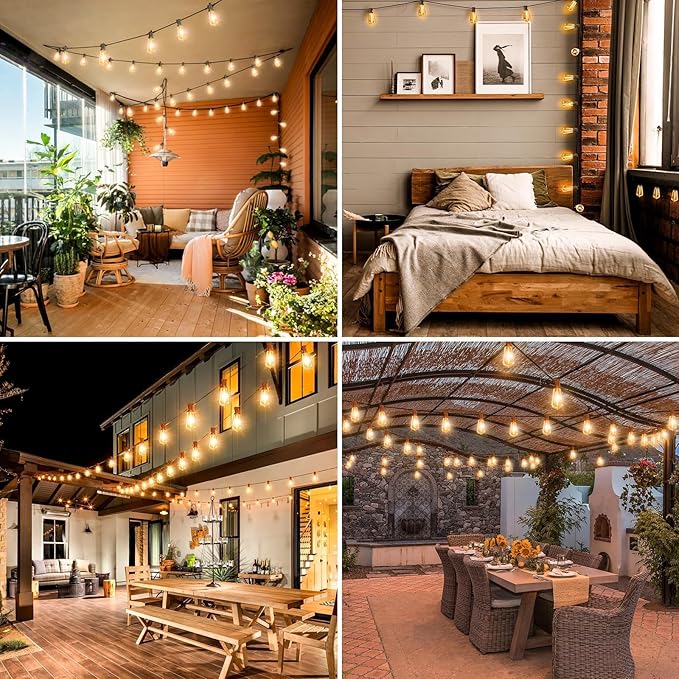 litogo LED Outdoor String Lights with Remote, 232ft (116x2) Waterproof Patio Lights with Shatterproof ST38 Edison Bulbs, Dimmable Outside Hanging Light for Porch, Garden, Party, Bistro, Gazebos