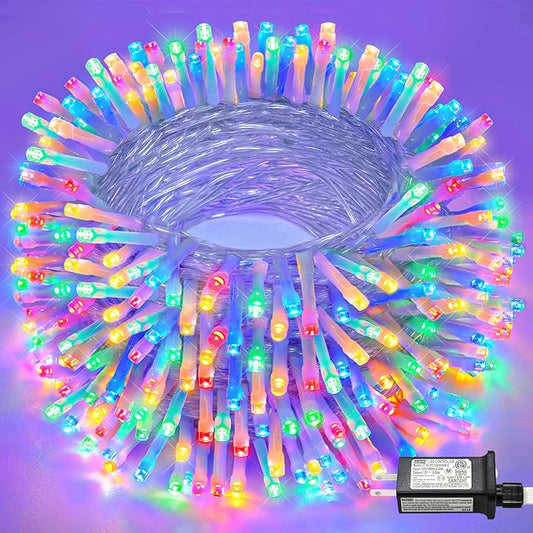 66FT 200 LED Outdoor String Lights, Connectable Christmas Lights Indoor Waterproof with 8 Modes, Plug in Twinkle Fairy Lights Clear Wire for Outside Home Garden Wedding Patio Decorations, Multicolor