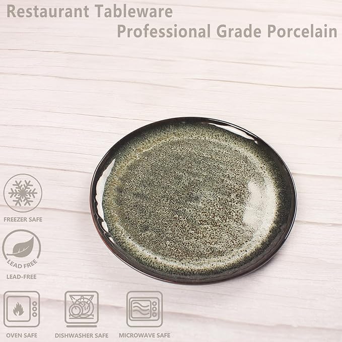 Ceramic Dinner Plates Dish Set,Set of 4,for Lunch snacks -Microwave Oven & Dishwasher Safe,Scratch Resistant,Dinnerware Kitchen Porcelain Serving Dishes 10 Inch Round