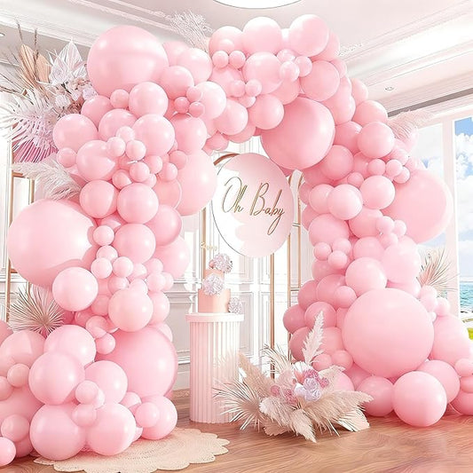 412pcs Light Pink Balloon Arch Kit 18 12 10 5 Inch Different Sizes baby pink balloons for Bridal Baby Shower Gender Reveal Birthday Party Decorations