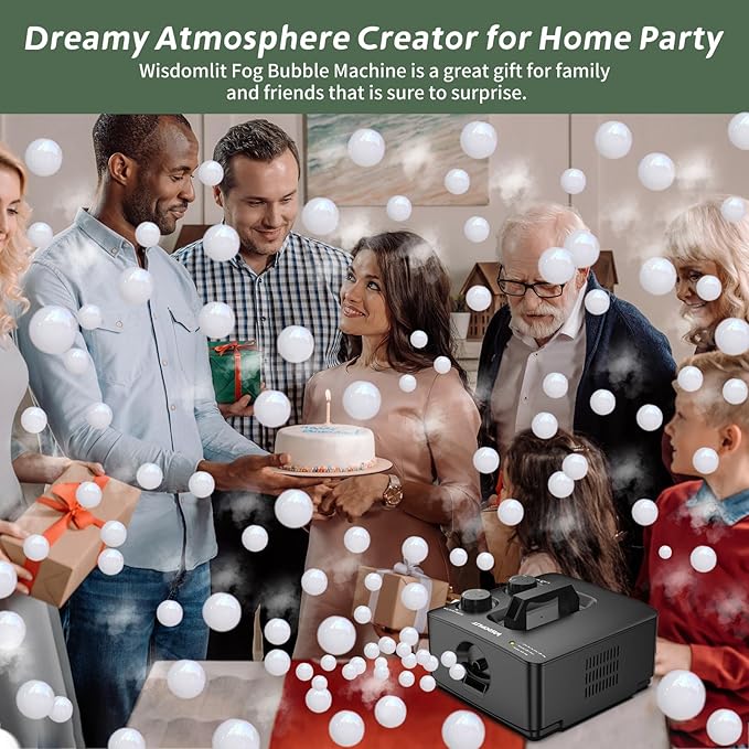 Wisdomlit Fog Bubble Machine, 2-in-1 Smoke Bubble Blower, 400W No-Spill Smoke Bubble Maker, 8000+ Colorful Bubbles | Fog Bubbles for Indoor Outdoor Birthday Halloween Party