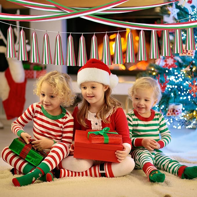 Tlswshsy 12 Rolls Christmas Crepe Paper Streamers, 393 ft Red Green White Crepe Rolls, Christmas Paper Streamer Decoration for Xmas Festivals Birthday Party Decor DIY Crafts