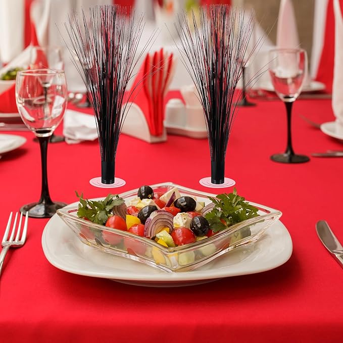 2 Pcs Metallic Spray Centerpieces Graduation Centerpieces for Tables Decorations with Clear Base Shimmering Foil Sprays for Birthday Easter and Celebration Events(Red and Black)