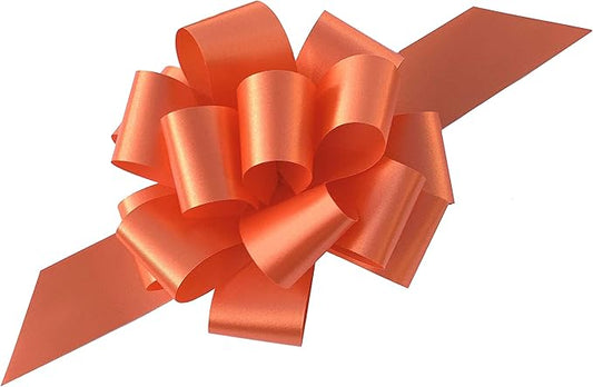 Orange Decorative Gift Pull Bows - 5" Wide, Set of 10, Halloween, Fall, Thanksgiving, Autumn, Spring, Wreath, Swag, Garland, Gift Basket, Presents, Birthday, Summer, Christmas, Easter