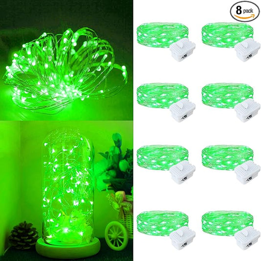 8Pack Fairy Lights Battery Operated, 7ft 20 LED 3 Modes Speed Twinkle Mini String Lights Waterproof Silver Wire Firefly Starry Lights for Mason Jars Wedding Party Christmas Decorations