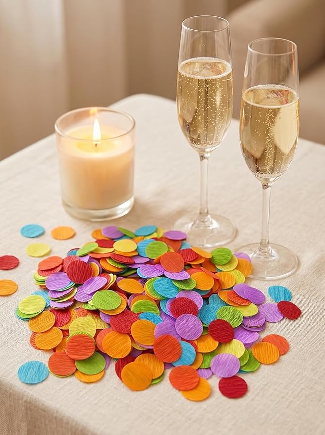 1 Inch Rainbow Circle Crepe Paper Confetti Colorful Round Dots Table Confetti for Birthday Wedding Baby Shower Birthday Party Decorations 1000 Count