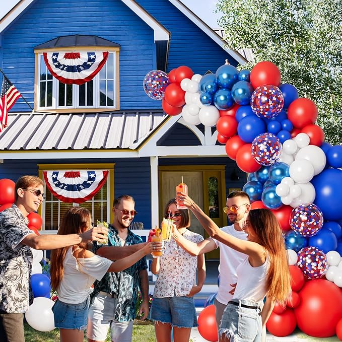 Red White Blue Balloon Garland Arch Kit for 4th of July Independence Day Veterans Memorial Day Baby Shower Birthday Party Baseball Patriotic Theme Party Red White and Blue Decorations