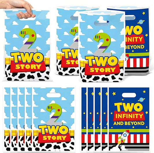 Andi Cppss Boy Story Party Favor Bags - 50PCS Two Infinity and Beyond Birthday Party Gift Bags Decorations Two Story Cartoon Goodie Treat Bag with Handles for Birthday Baby Shower Party Supplies