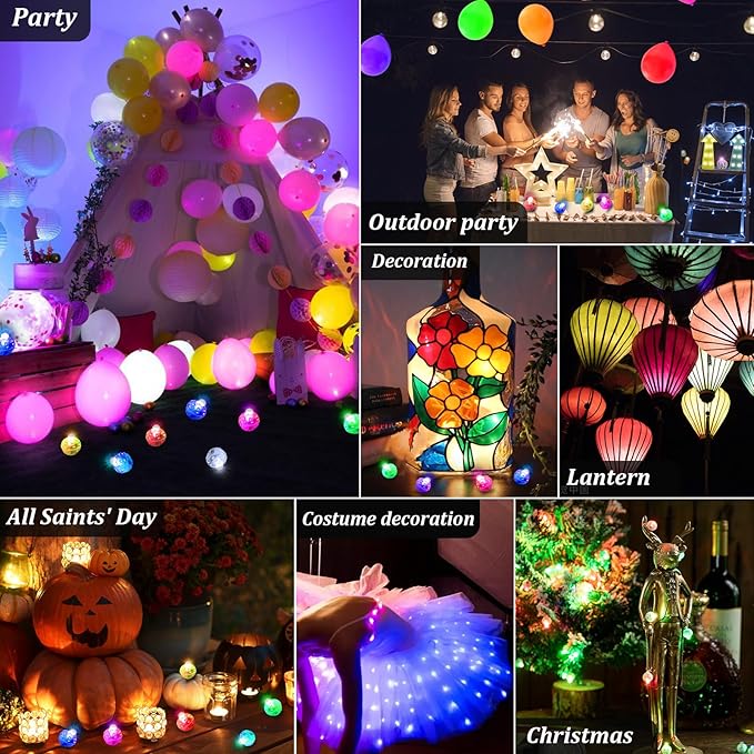 AIKEI 50pcs LED Balloon Lights,Mini Balls Lights Waterproof Mini Led Light for Paper Lantern Halloween Christmas Birthday Party Decoration for Indoor Outdoor Warm White